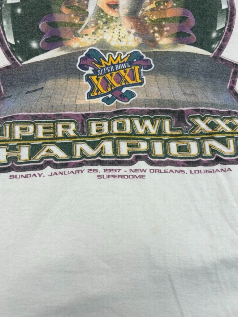 Vintage 1997 Green Bay Packers NFL Superbowl XXXI Champs Starter T-Shirt Sz 2XL