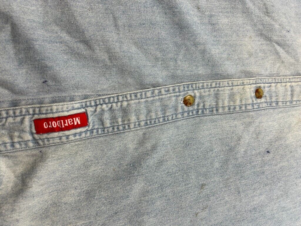 Vintage 90s Marlboro Country Store Double Pocket Denim Button Up Shirt Sz XL