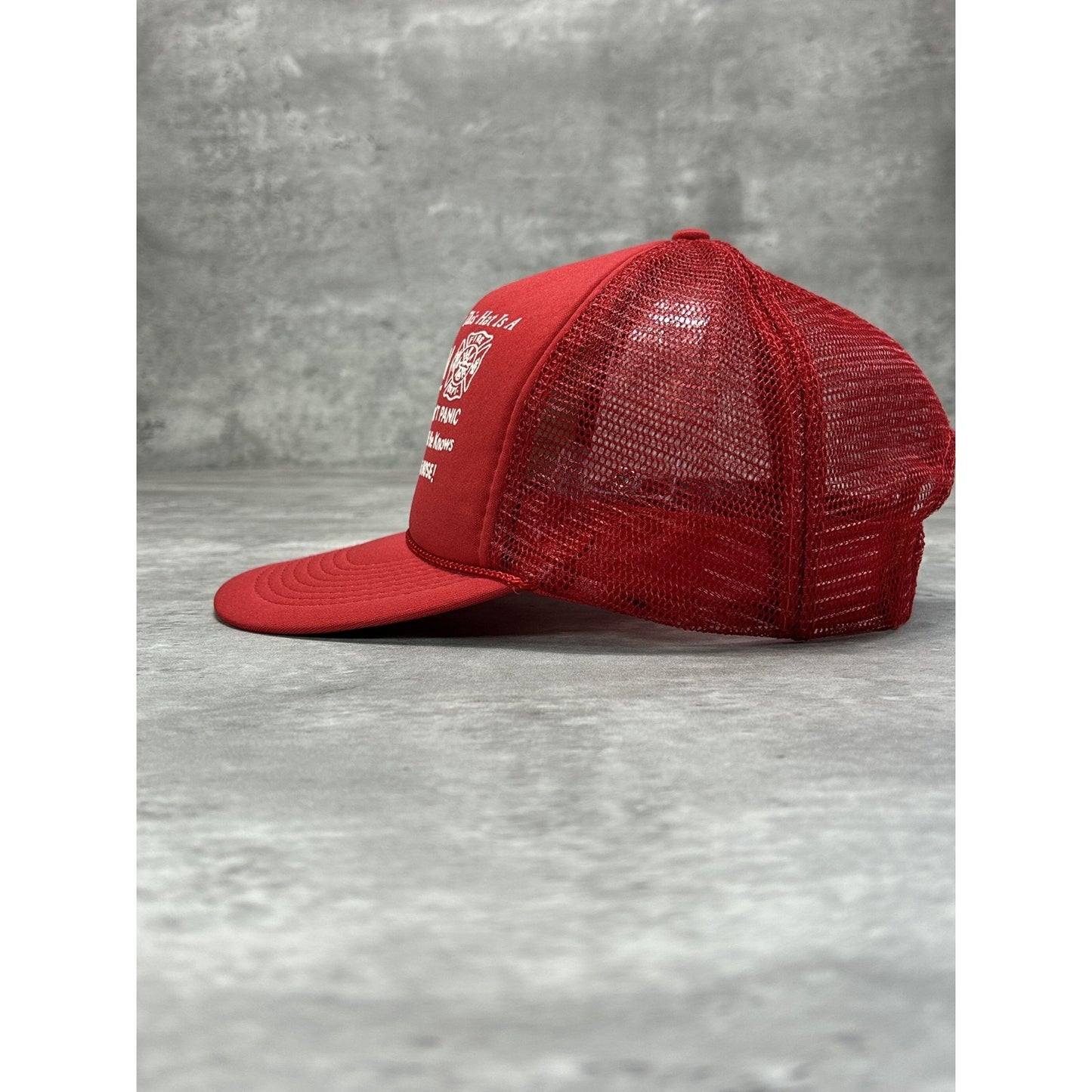 Vintage 90s The Man Wearing This Is A Fireman Comedy Trucker Snapback Hat OSFA