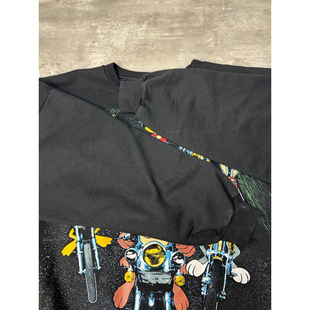 Vintage 1994 Looney Tunes Motorcycle Cartoon Character Graphic Sweatshirt Sz XL