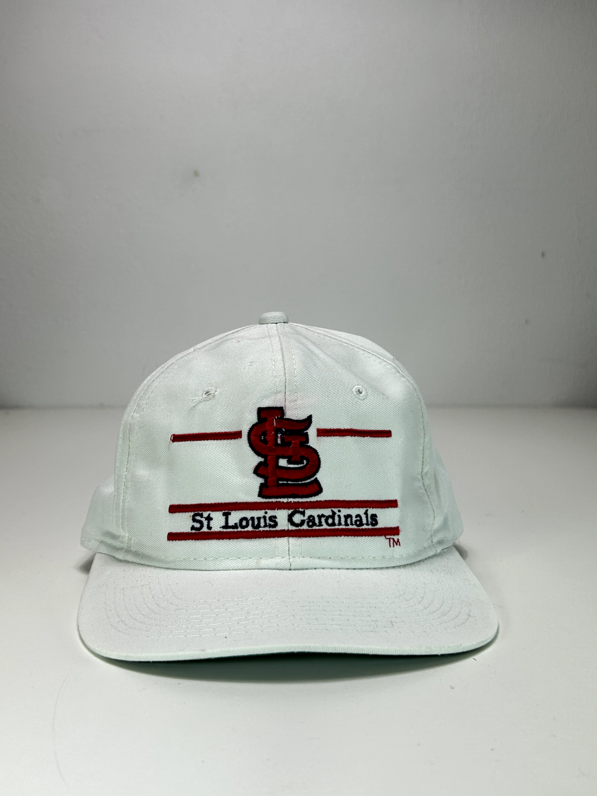 Vintage 90s St. Louis Cardinals Embroidered Spellout The Game Snapback Hat OSFA