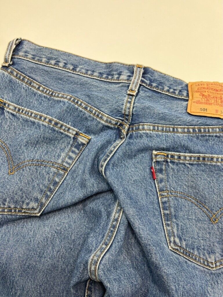 Vintage 90s Levi's 501 XX Button Fly Dark Wash Denim Pants Size 34