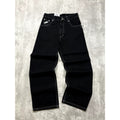 Vintage Y2K Womens Johnny Blaze Embroidered Script Black Wash Denim Pants