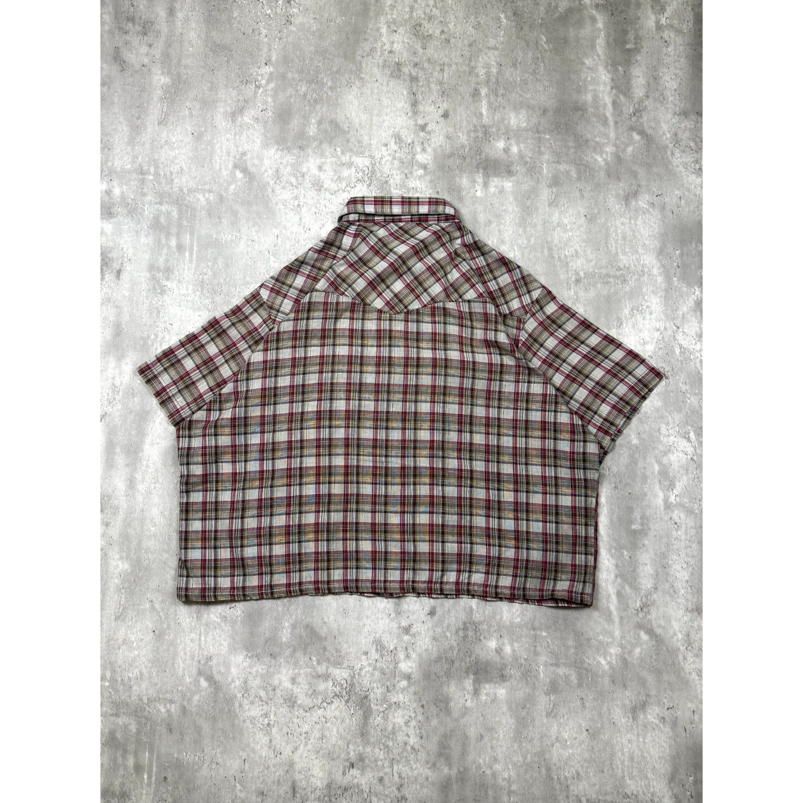 Vintage Wrangler Western Pearl Snap Plaid Cropped Button Up Shirt Size 2XL