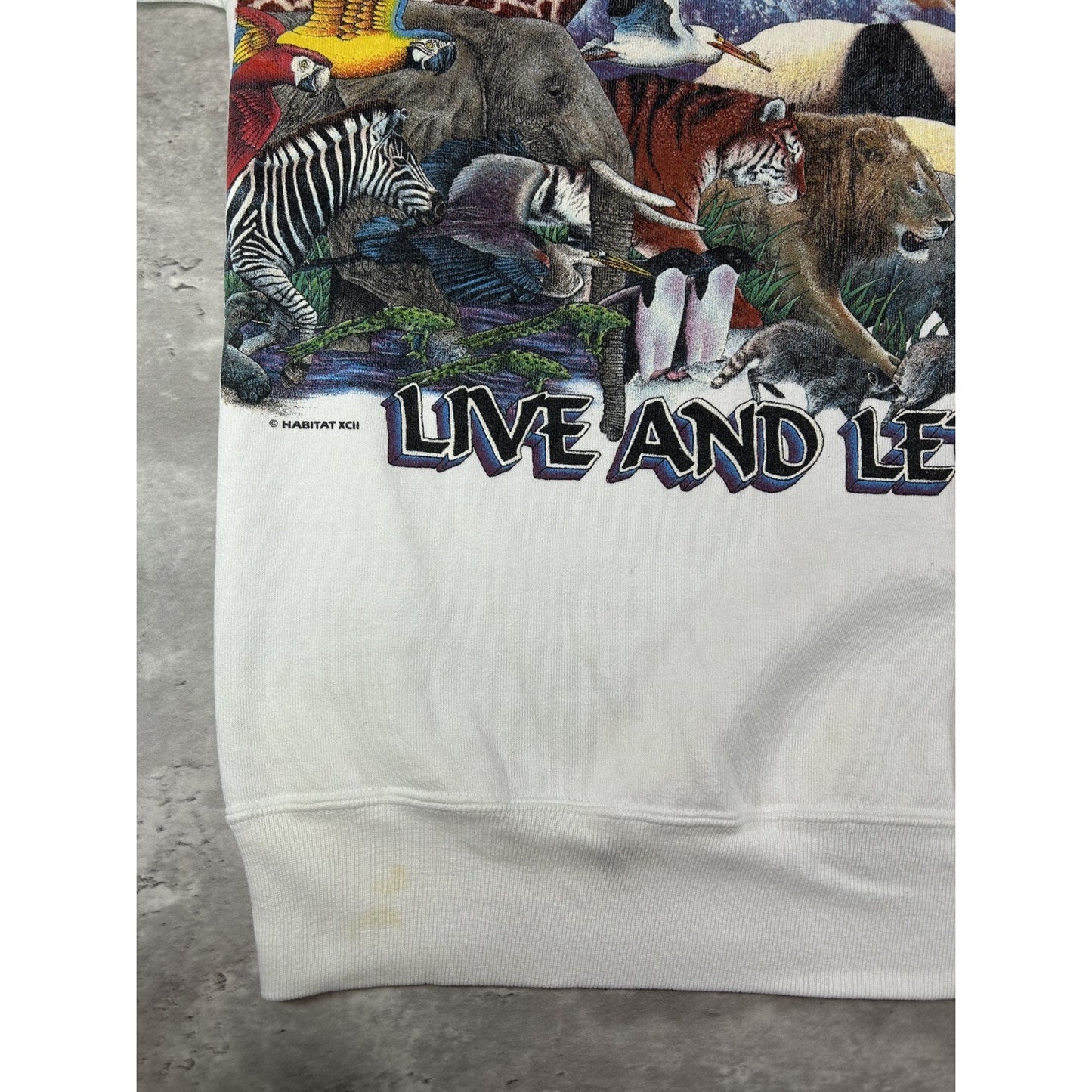 Vintage 90s Live And Let Live Nature Animal Graphic Sweatshirt Size Large