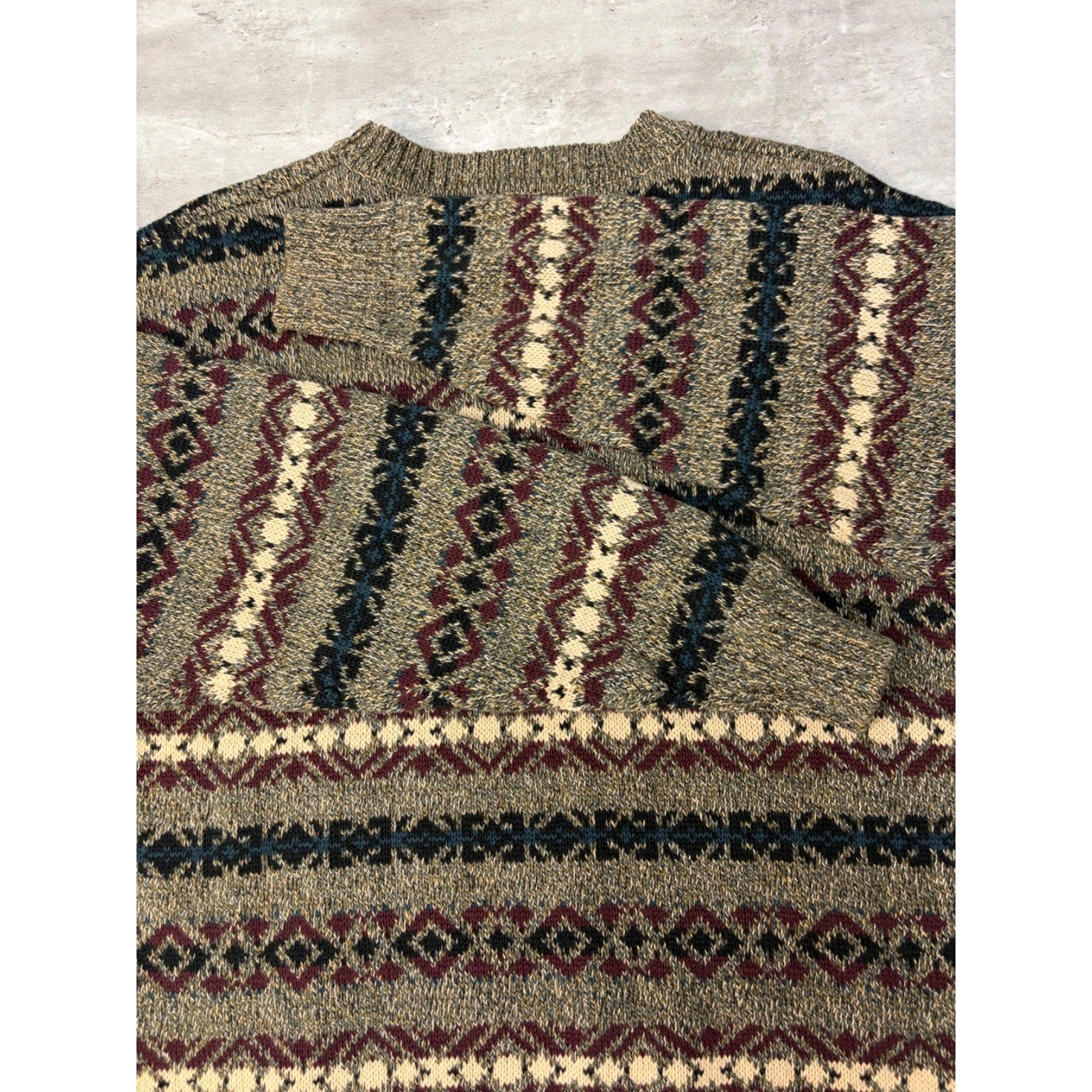 Vintage Jantzen Abstract Pattern Striped Pullover Knit Sweater Size Large