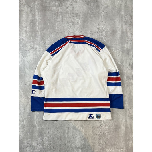 Vintage New York Rangers NHL Stitched Starter Hockey Jersey Size Large White