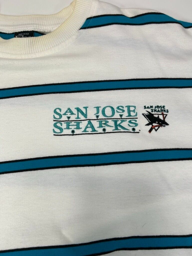 Vintage 90s San Jose Sharks NHL Embroidered Spellout Hockey Sweatshirt Sz XL