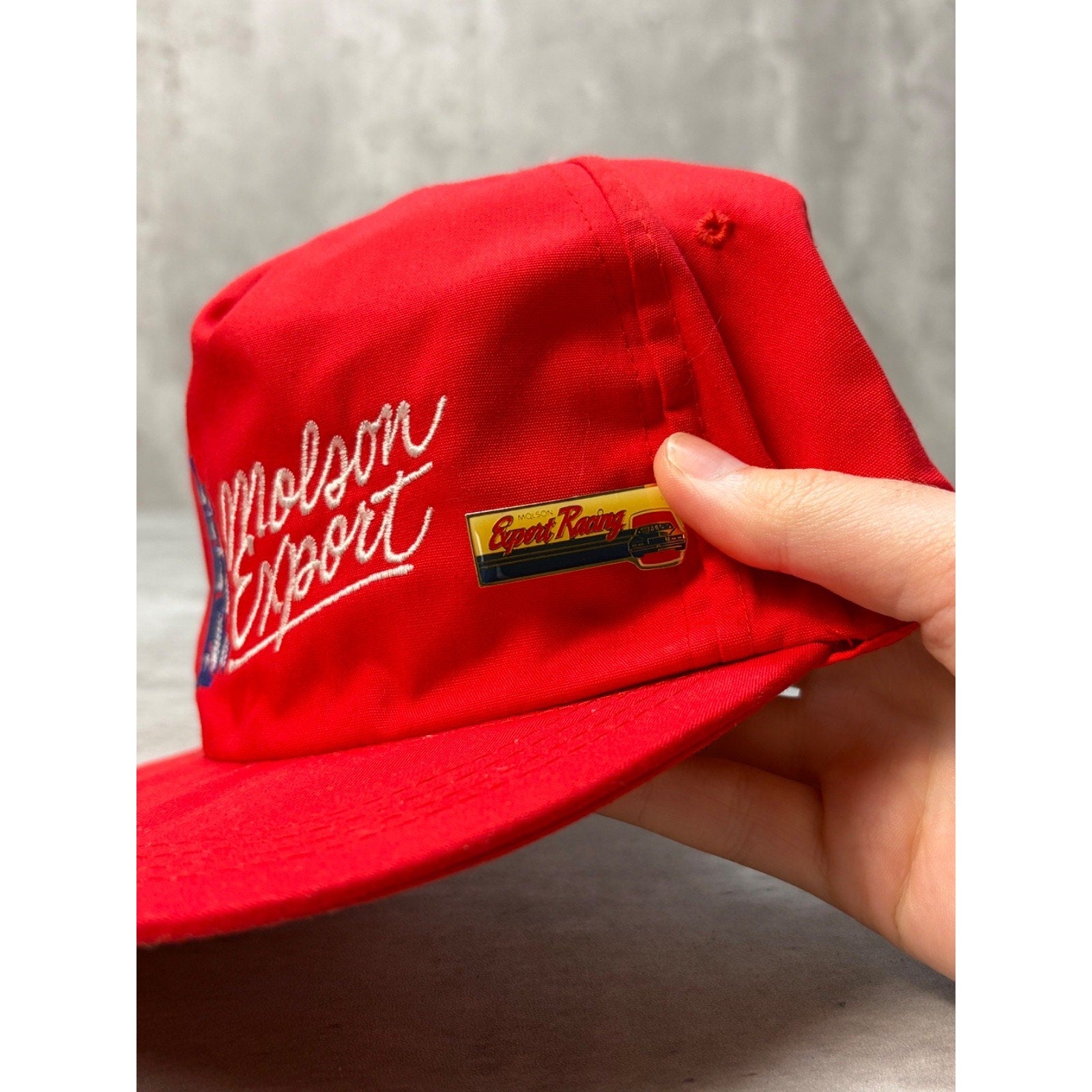 Vintage 80s/90s Molson Export Racing Embroidered Script Snapback Hat OSFA