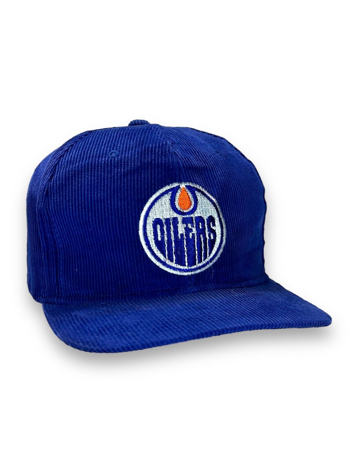 Vintage Edmonton Oilers NHL Embroidered Logo Corduroy Snapback Hat OSFA