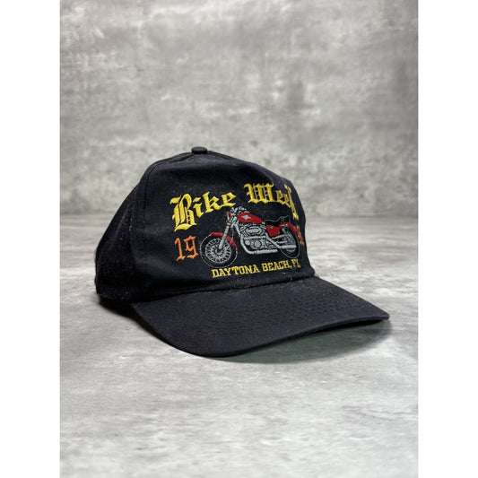 Vintage 1998 Bike Week Embroidered Motorcycles Spellout Snapback Hat OSFA