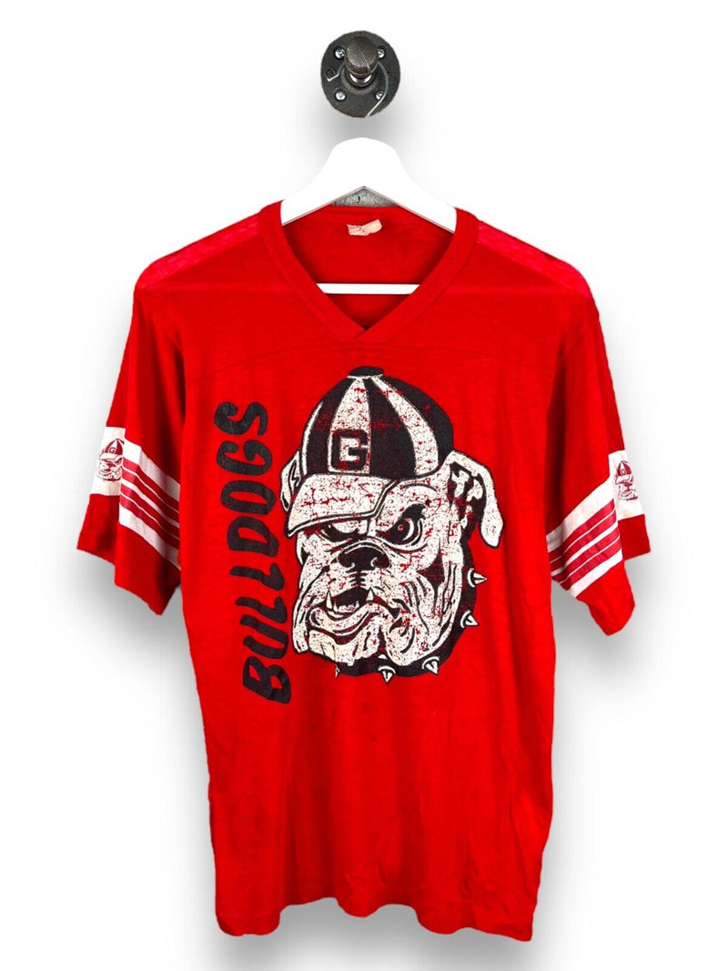 Vintage 80s Georgia Bulldogs NCAA Football 3/4 SleeveT-Shirt Size Medium Red