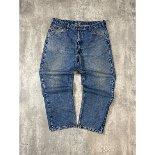 Vintage Carhartt Plaid Lined Medium Wash Workwear Denim Pants Size 40