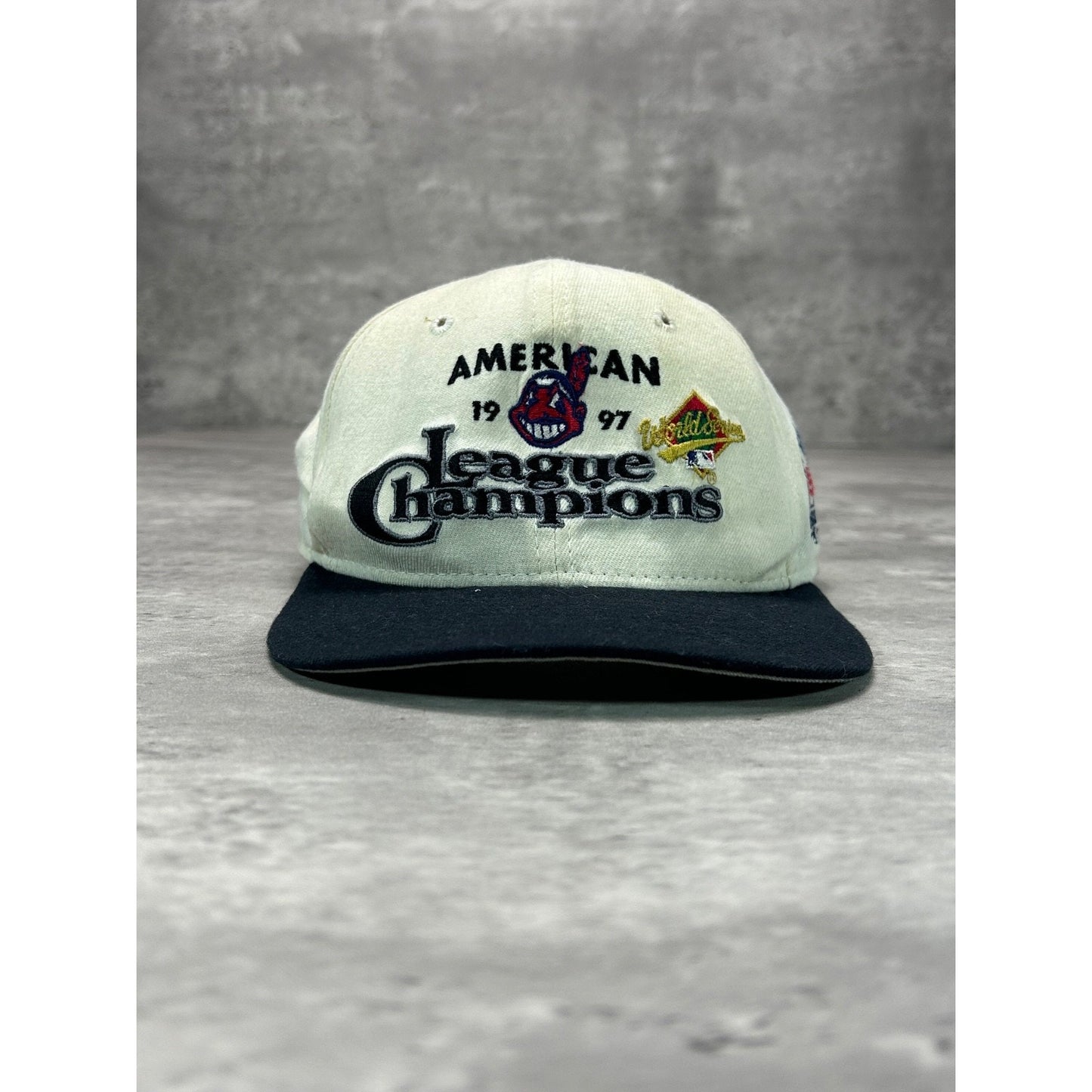 Vintage 1997 Cleveland Indians MLB AL Champs Embroidered Snapback Hat OSFA