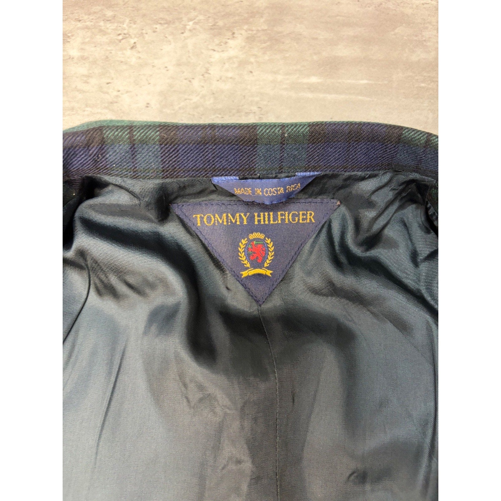 Vintage 1990s Tommy Hilfiger Green / Blue Plaid Print Blazer Jacket Size 18 Reg