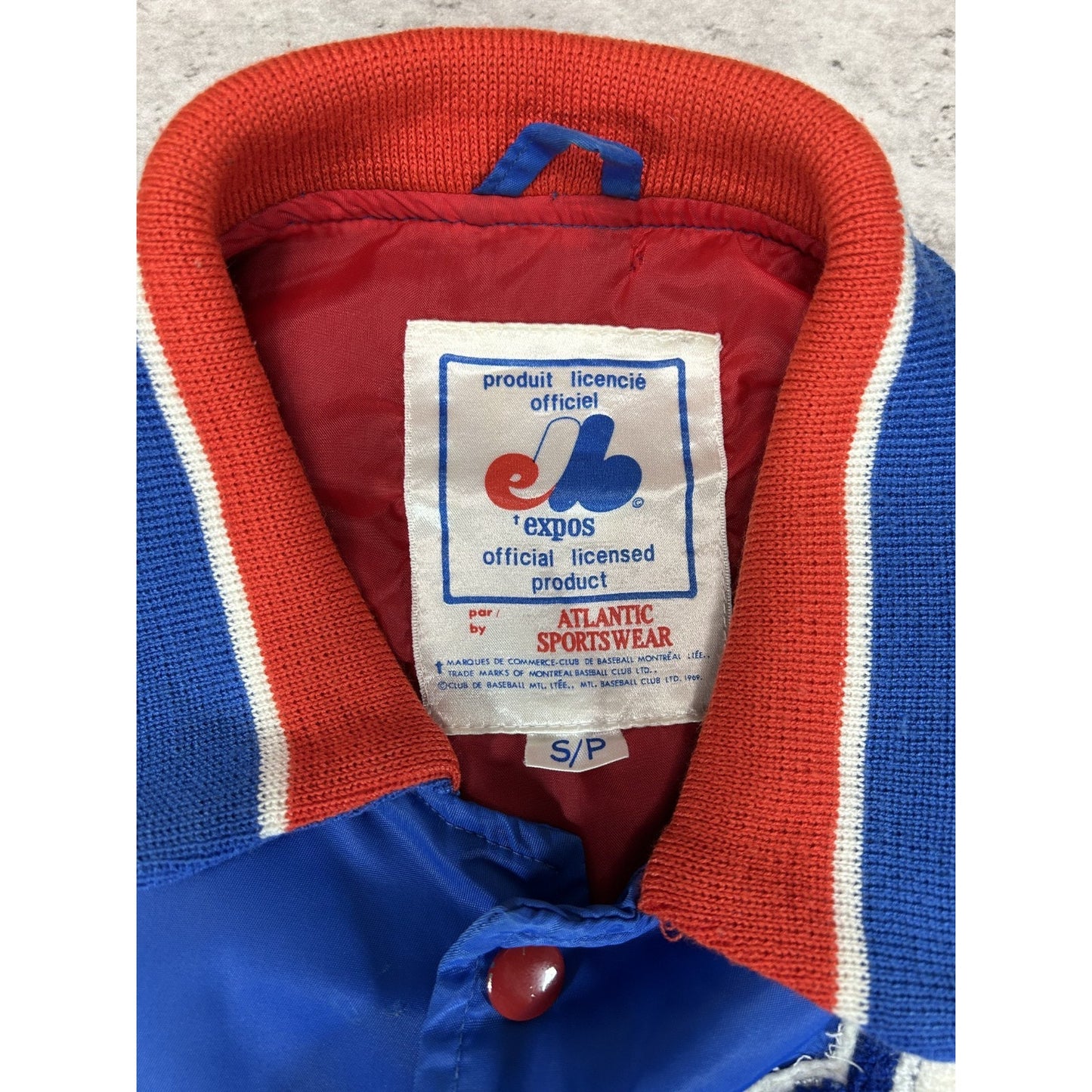 Vintage 80s Montreal Expos MLB Embroidered Nylon Bomber Jacket Size Small