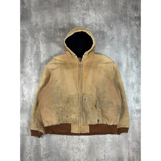 Vintage Carhartt Insulated Canvas Workwear Hooded Active Jacket Size XXXL