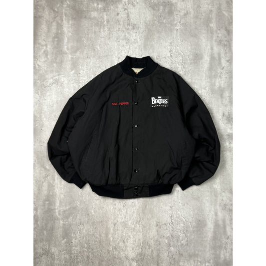 Vintage 90s The Beatles Abbey Road Embroidered Rock Music Bomber Jacket Size 2XL