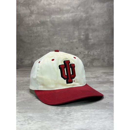 Vintage 90s Indiana Hoosiers NCAA Embroidered Logo Two Tone Snapback Hat OSFA