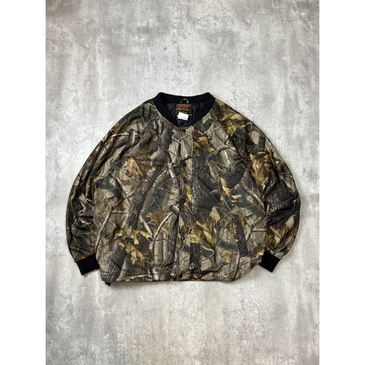Vintage 90s Stearns Dry Wear Advantage Tree Camo Hunting Bomber Jacket Size XL