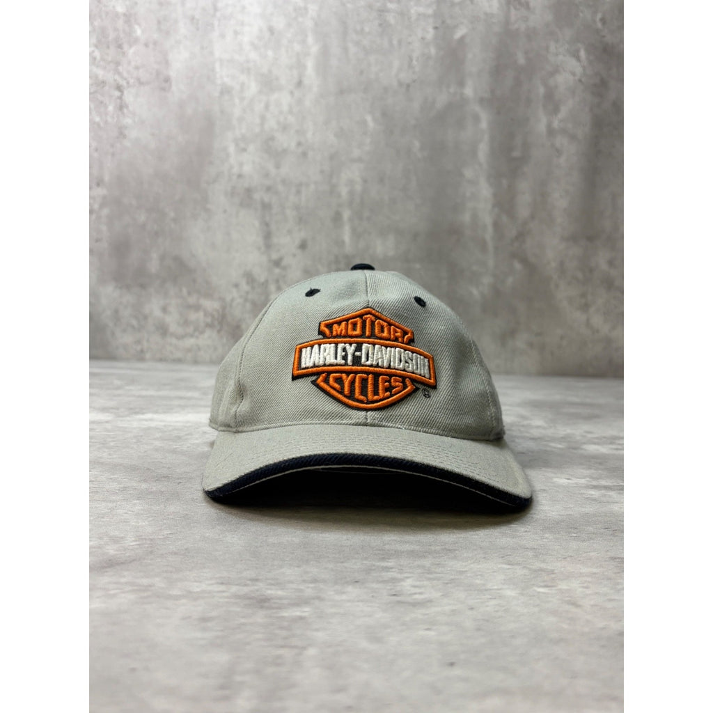 Vintage Harley Davidson Embroidered Classic Logo Gray Fitted Hat Size 7 1/4