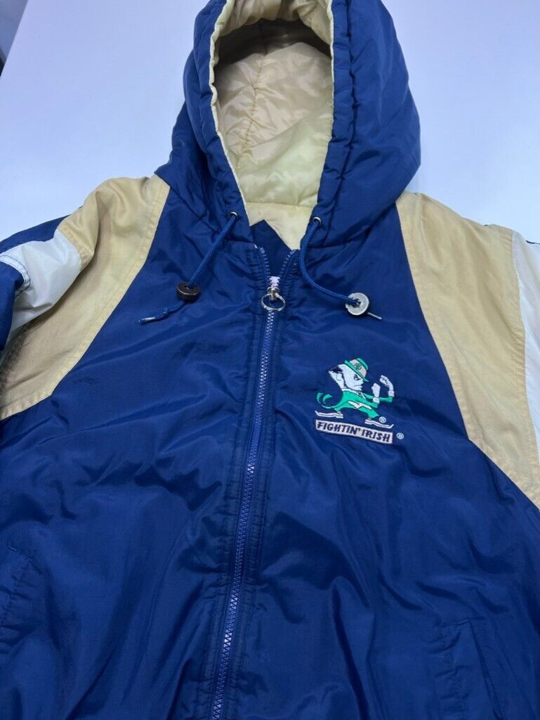 Vintage 90s Notre Dame Fighting Irish NCAA Full Zip Insulated Hooded Jacket XL