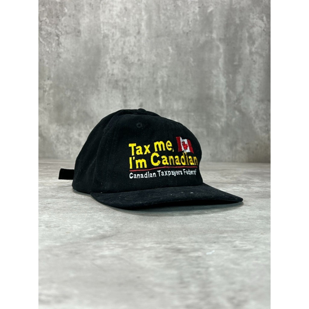 Vintage 90s Tax Me Im Canadian Graphic Spellout Strapback Hat OSFA