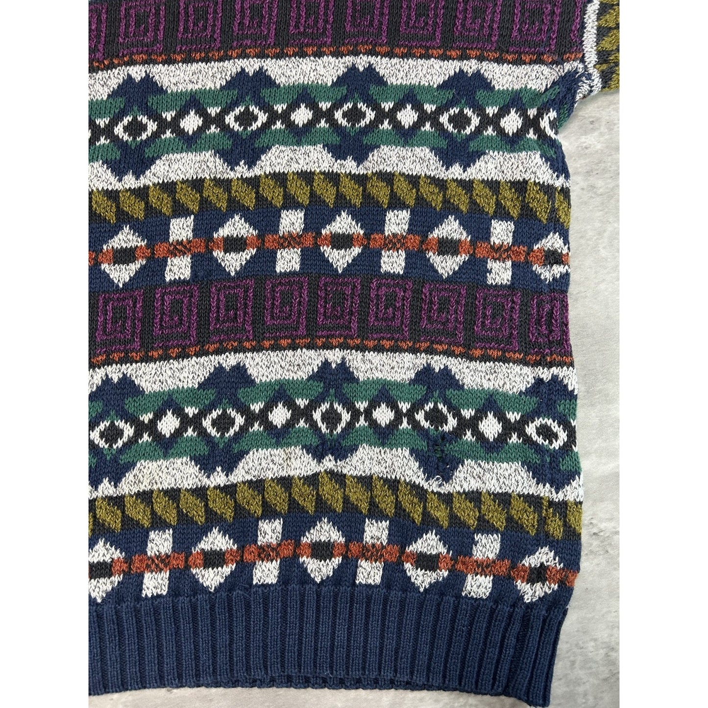Vintage 80s/90s Etchings Abstract Striped Pullover Knit Sweater Size Large