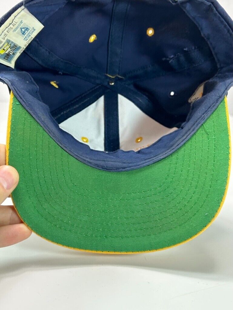 Vintage 90s Notre Dame Fighting Irish NCAA Arc Block Spell Out Snapback Hat OSFA