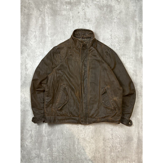 Vintage Columbia Outdoors Full Zip Leather Bomber Jacket Size XL Brown