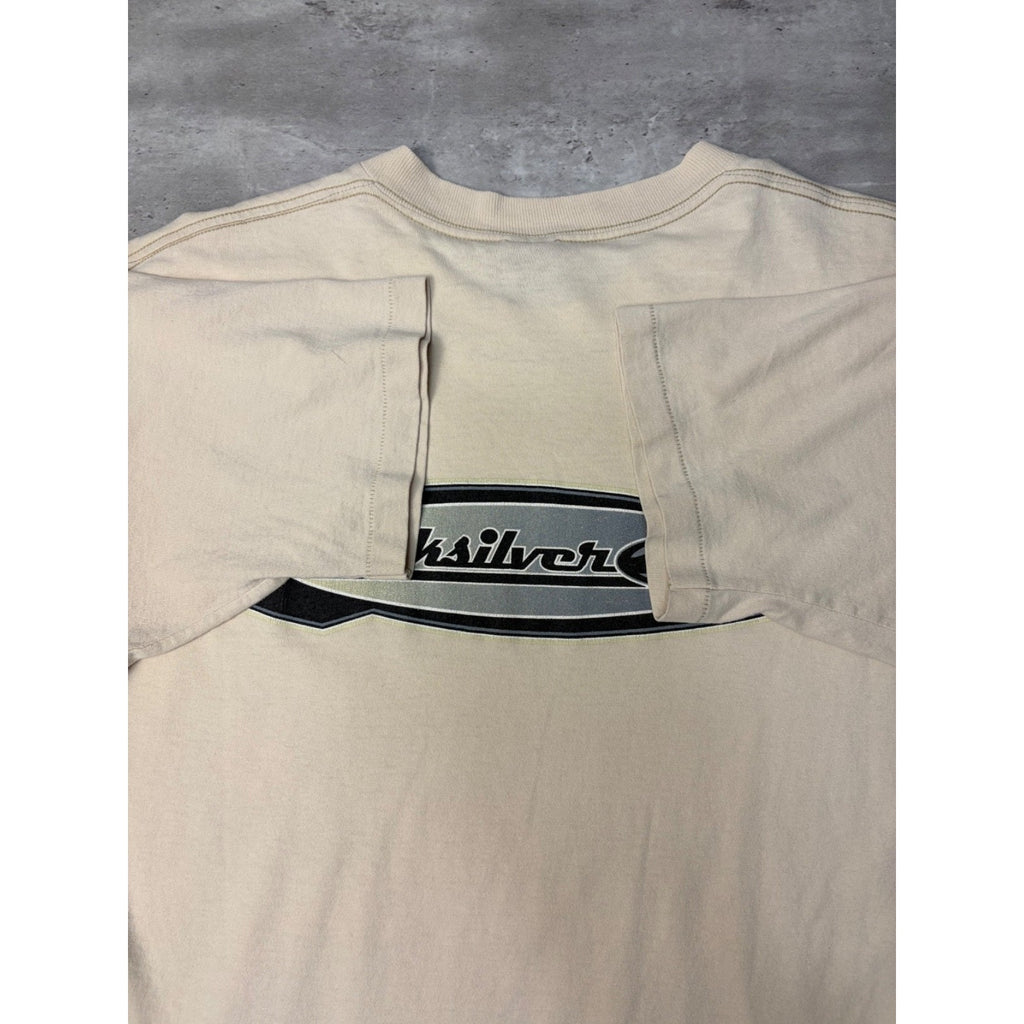 Vintage 90s Quiksilver Surfing Spellotu Graphic Earth Tone T-Shirt Size Large