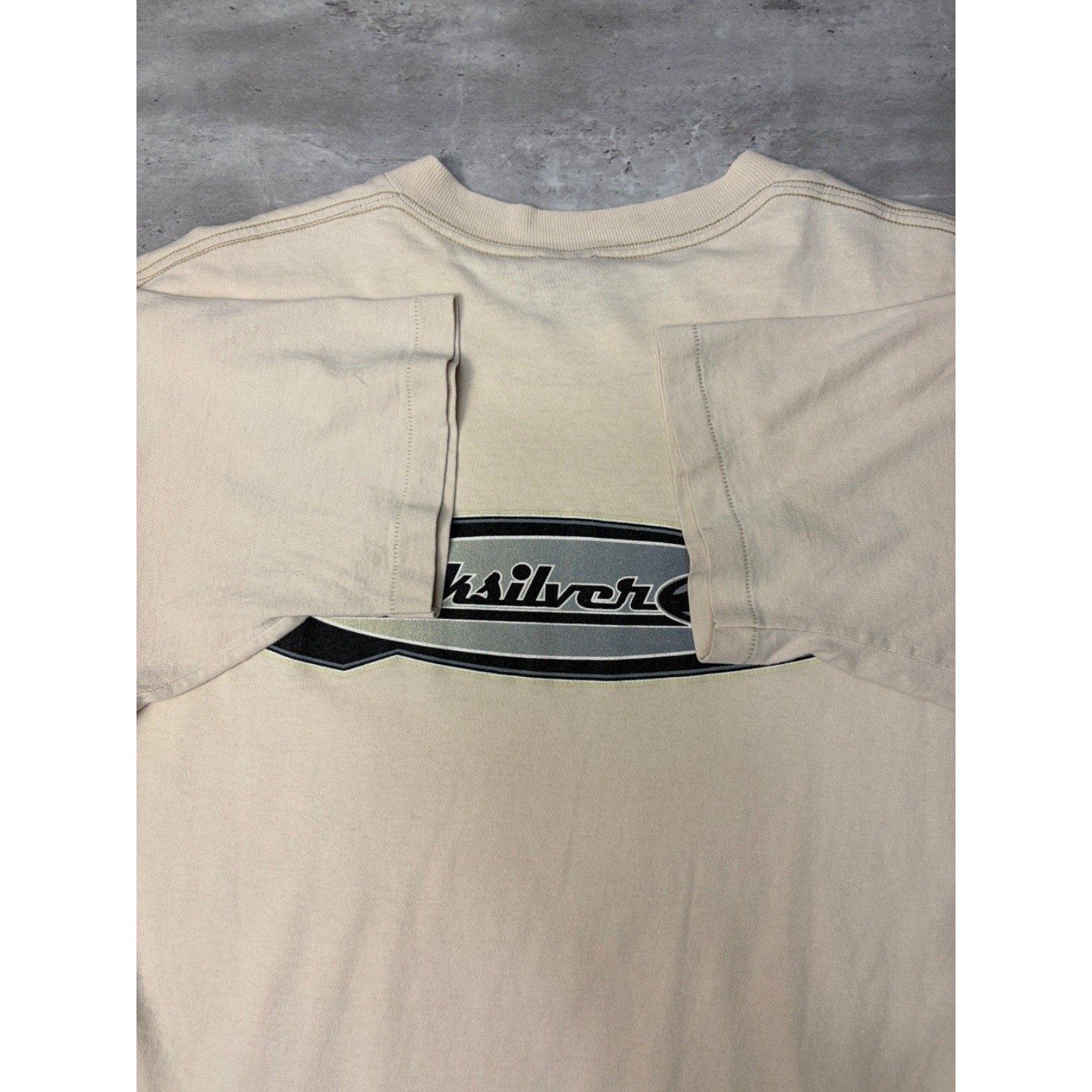 Vintage 90s Quiksilver Surfing Spellotu Graphic Earth Tone T-Shirt Size Large