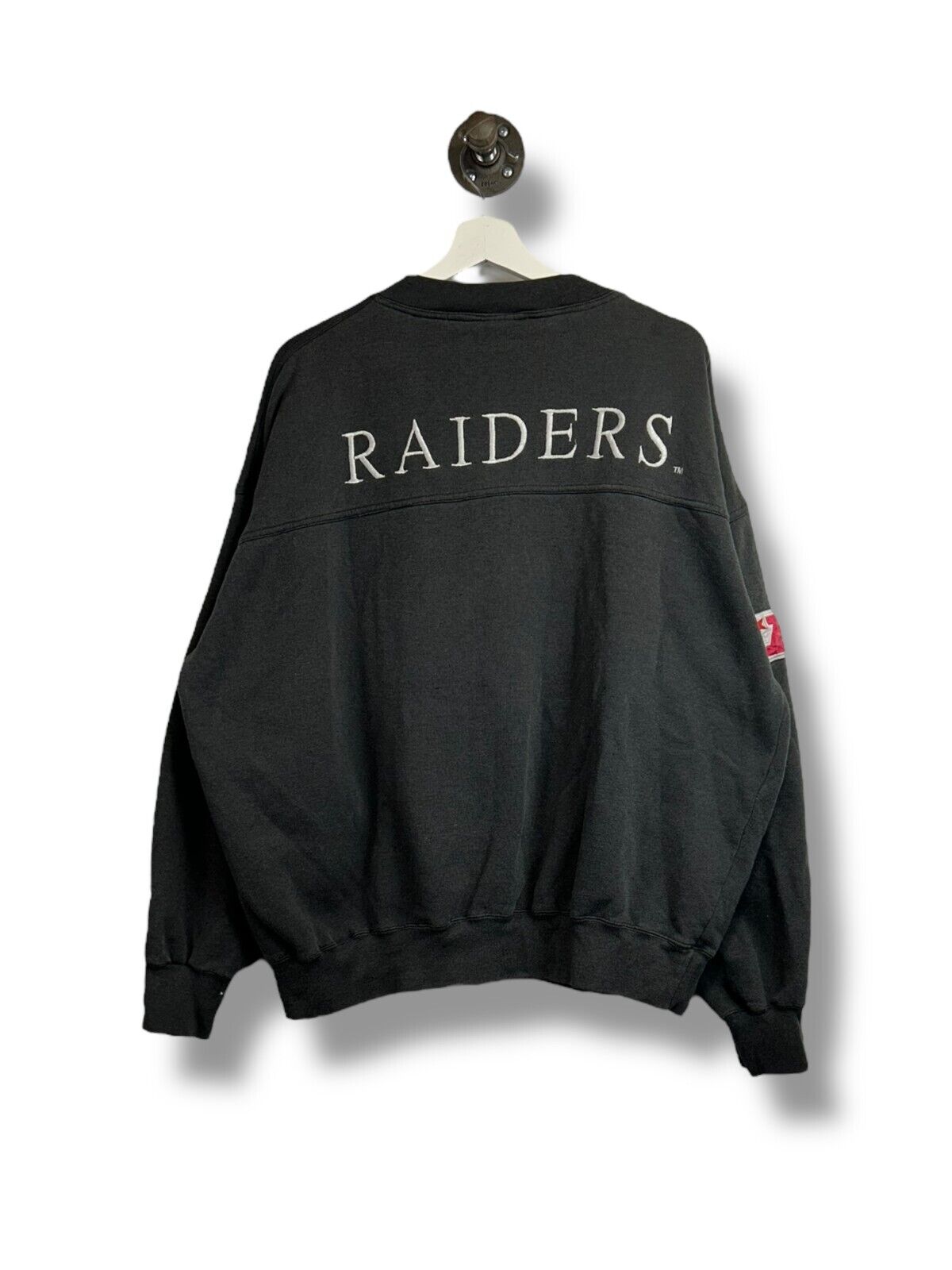 Vintage 90s Oakland Raiders NFL Embroidered Logo Graphic Sweatshirt Size Large