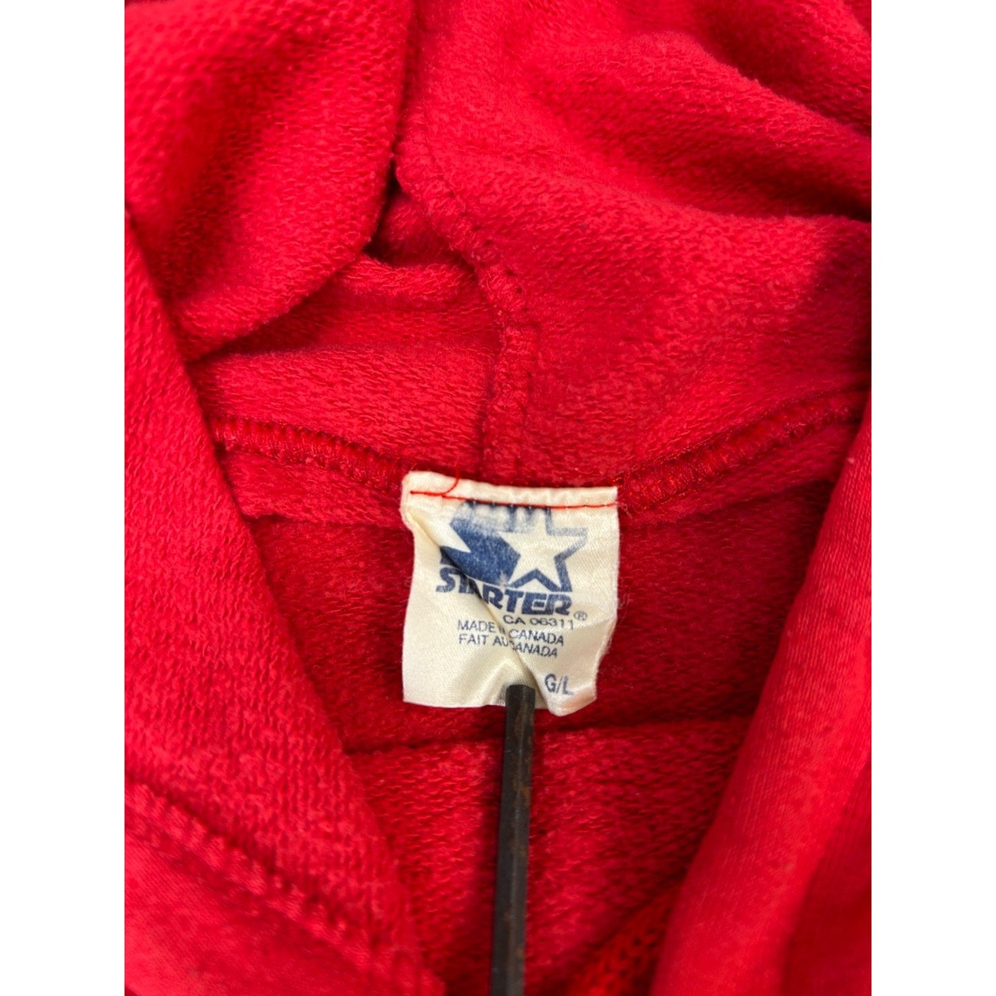 Vintage 90s Detroit Red Wings NHL Spellout Graphic Hooded Sweatshirt Size Large