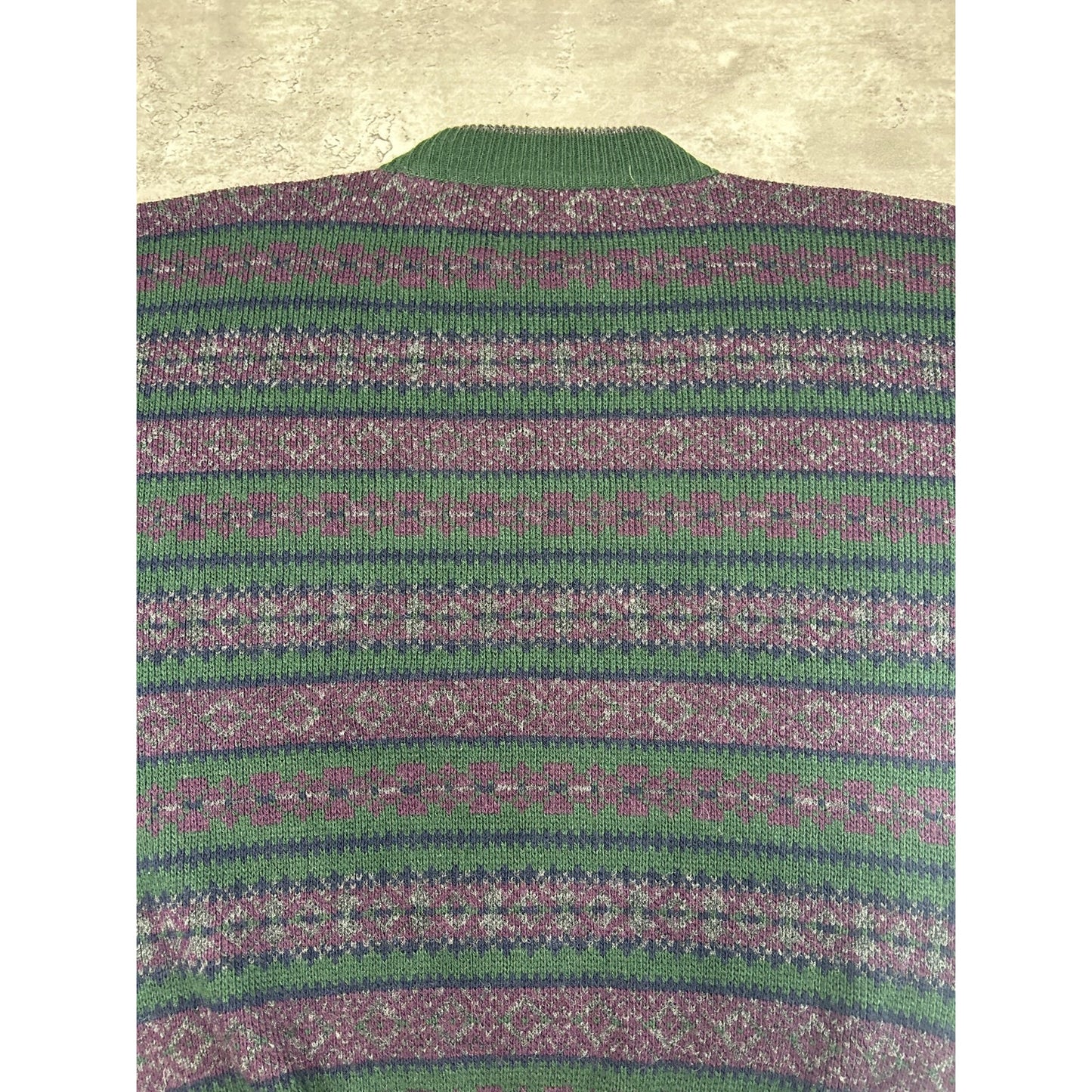 Vintage 90s Abstract Striped Pullover Ribbed Knit Sweater Size Medium