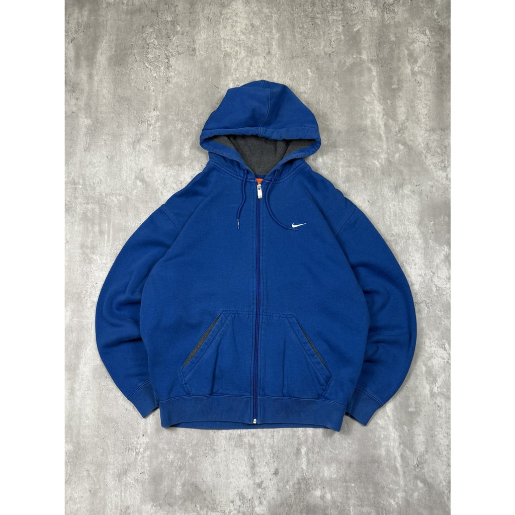 Nike Embroidered Mini Swoosh Full Zip Hooded Sweatshirt Size Medium