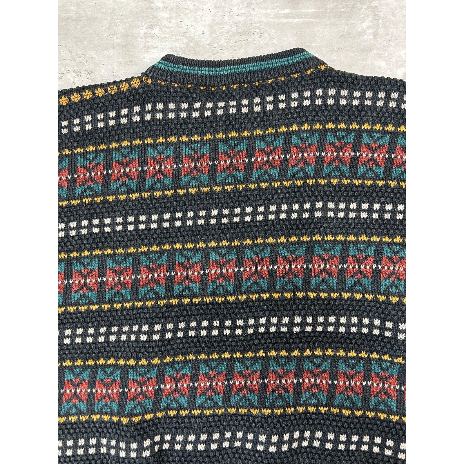 Vintage 90s Robert Bruce Abstract Striped Pullover Knit Sweater Size Medium