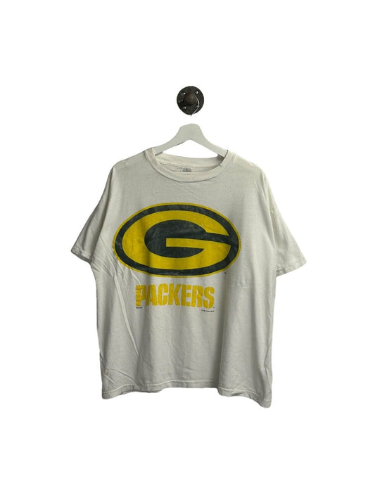 Vintage 1994 Green Bay Packers NFL Spellout Logo Graphic T-Shirt Size Large 90s