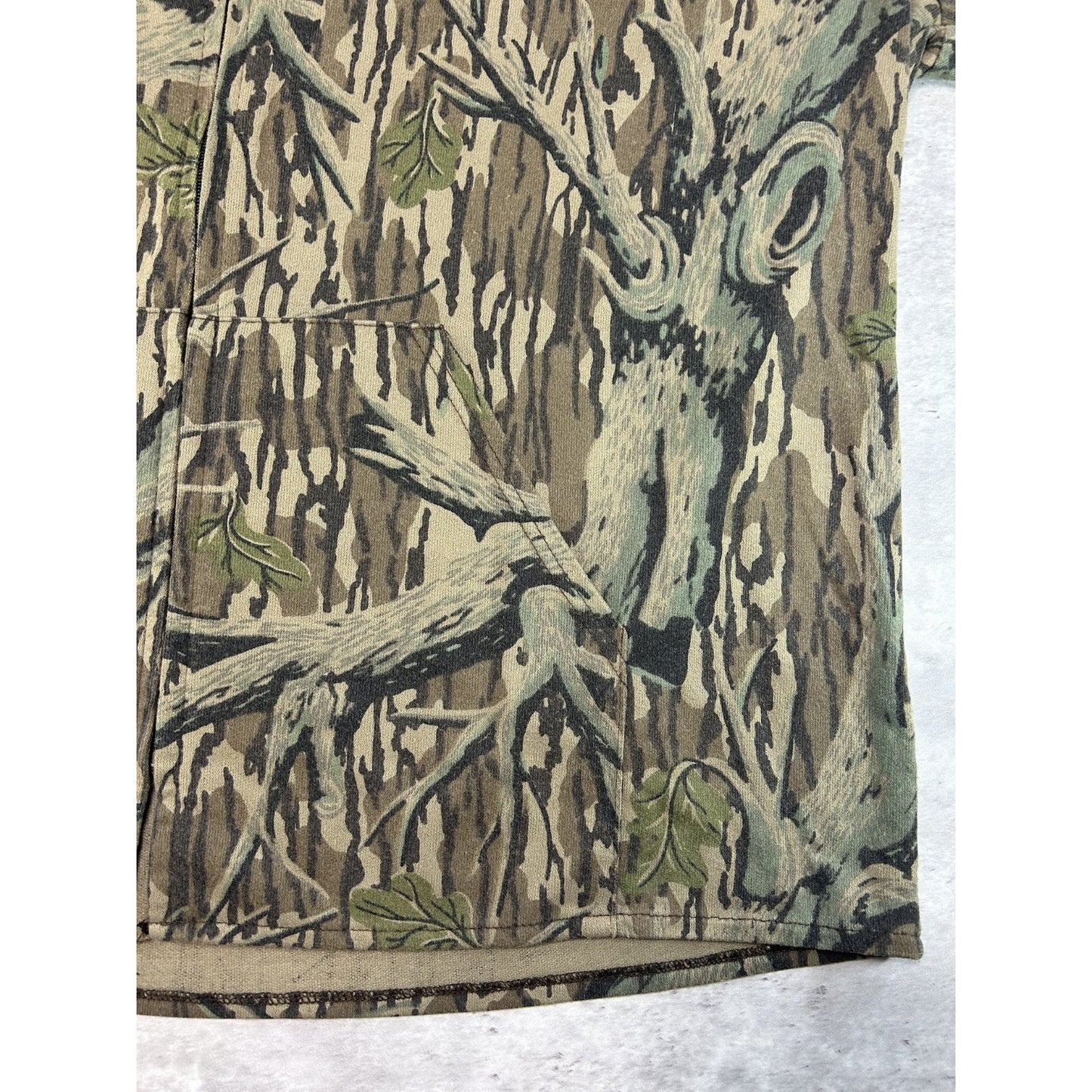 Vintage 80s/90s Muleskin Tree Camo Hunting Full Zip Hooded Sweatshirt Size XL