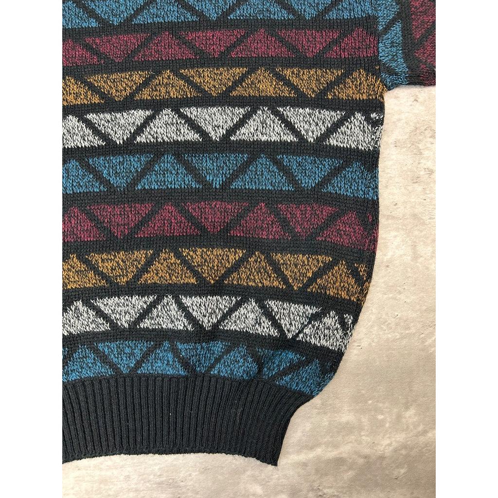Vintage 90s Michael Gerard Diamond Striped Knit Sweater Size Large
