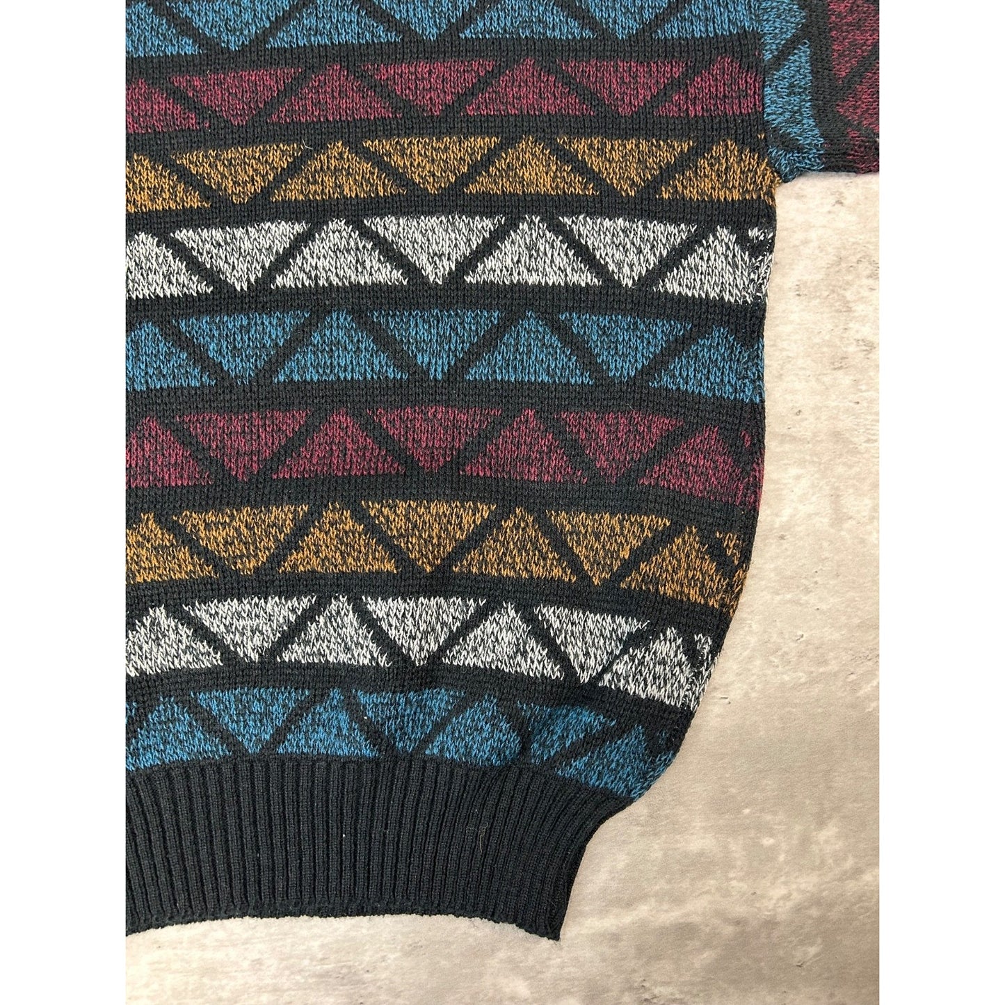 Vintage 90s Michael Gerard Diamond Striped Knit Sweater Size Large