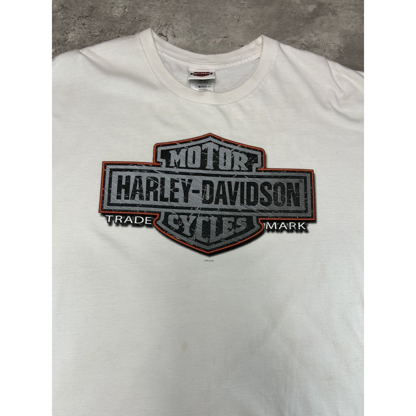 Harley Davidson Motorcycles Graphic Spellout Logo T-Shirt Size 2XL White