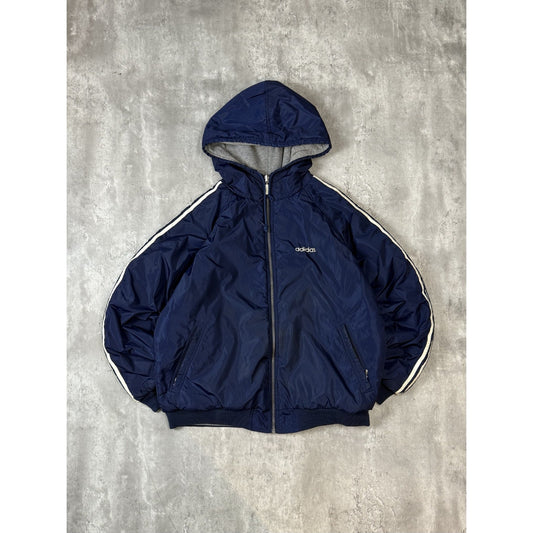 Vintage 90s Adidas Insulated Full Zip Hooded Reversible Jacket Size Large