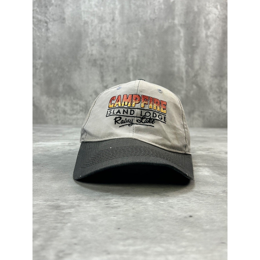 Vintage 90s Camp Fire Island Lodge Embroidered Spellout Snapback Hat OSFA
