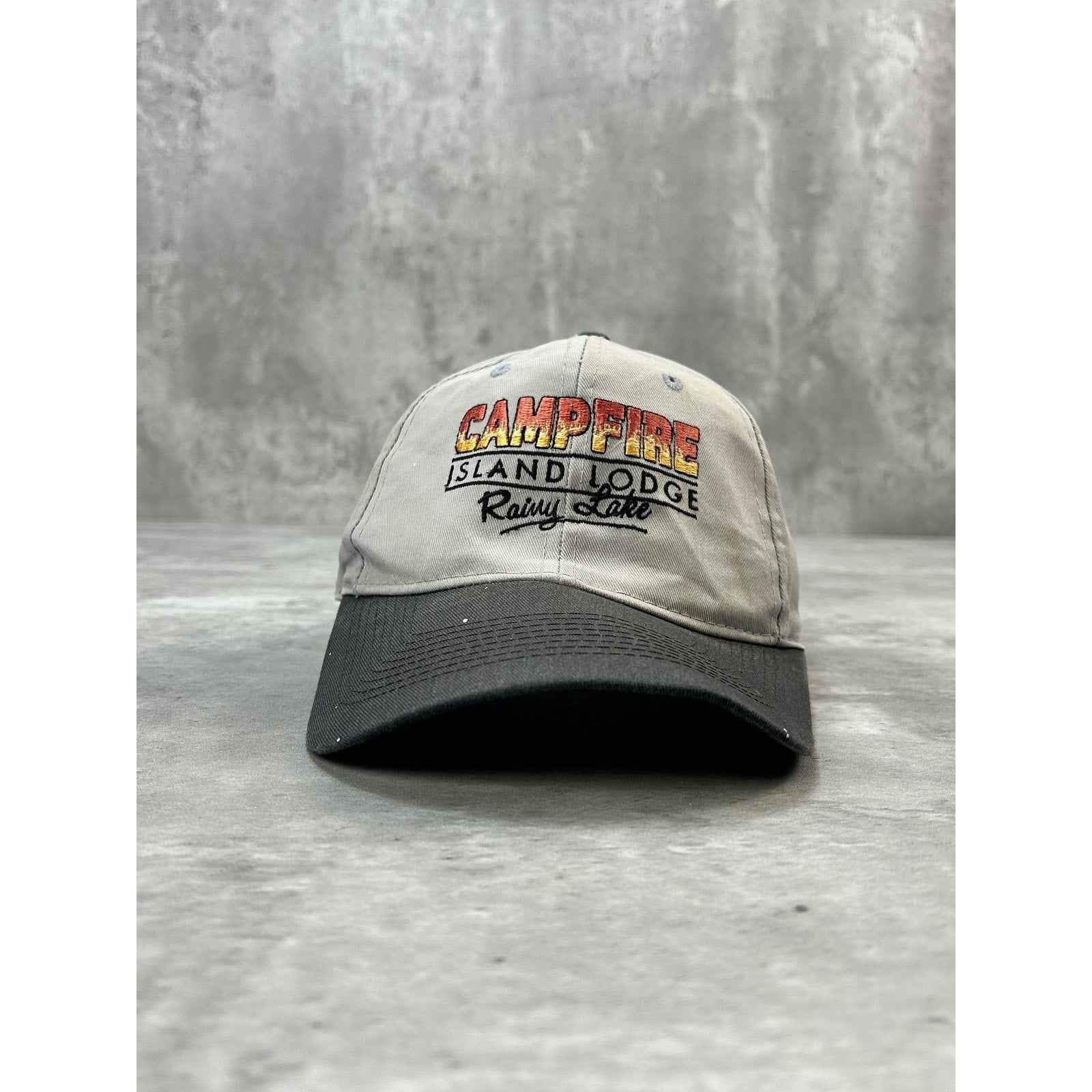Vintage 90s Camp Fire Island Lodge Embroidered Spellout Snapback Hat OSFA