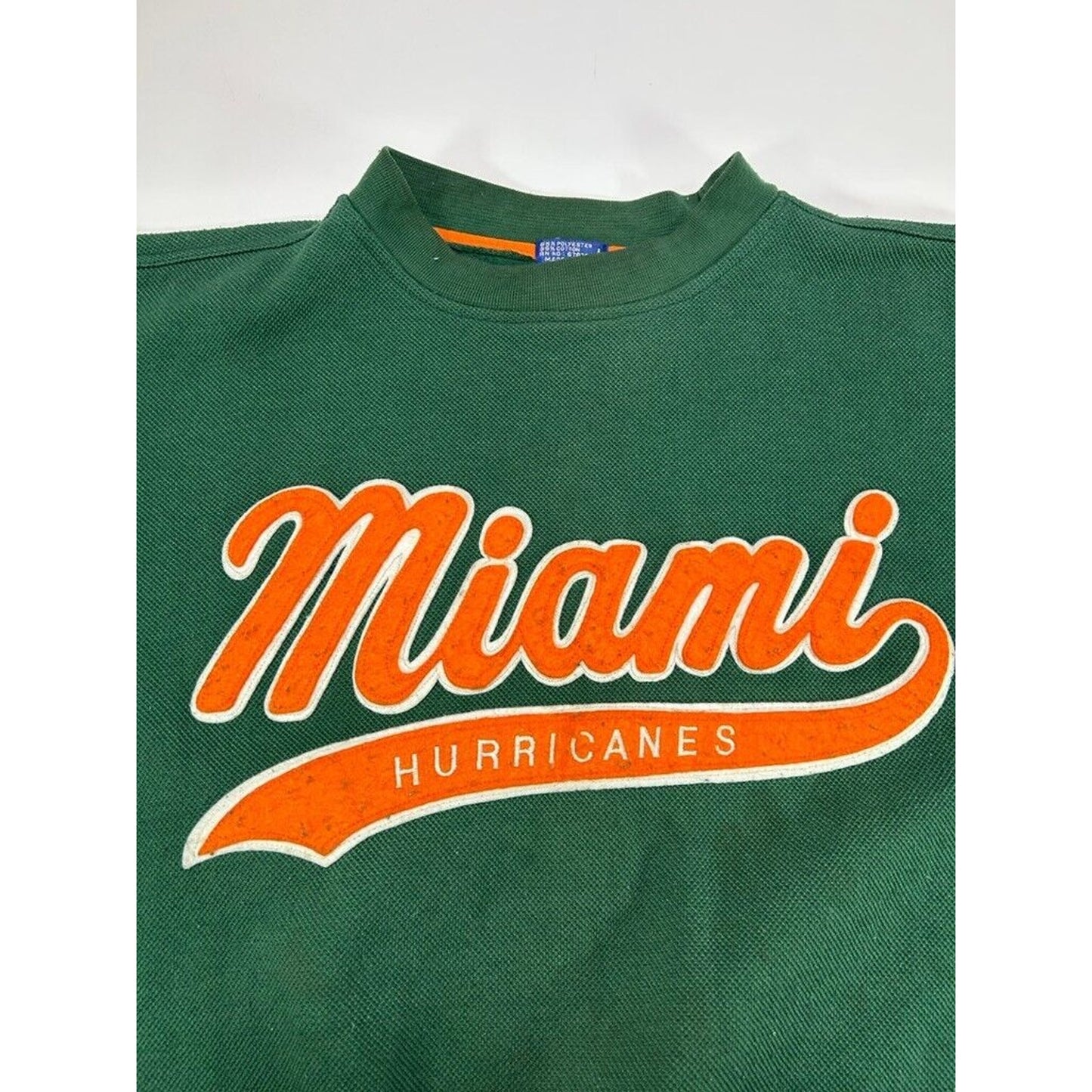 Vintage 90s Miami Hurricanes NCAA Script Spell Out Starter Sweatshirt Size Large