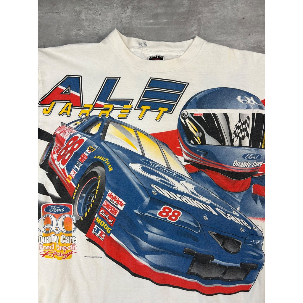 Vintage Dale Jarrett #88 Nascar All Over Print Graphic T-Shirt Size 2XL