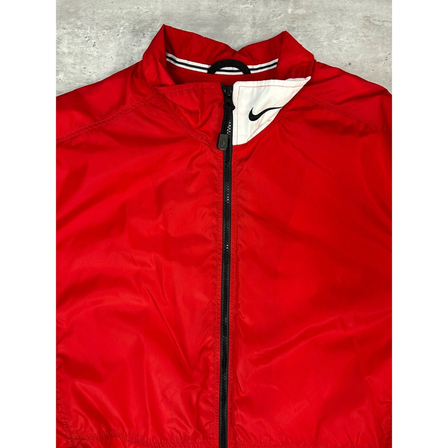 Vintage Nike Embroidered Logo Two Tone Windbreaker Jacket Size Large Red