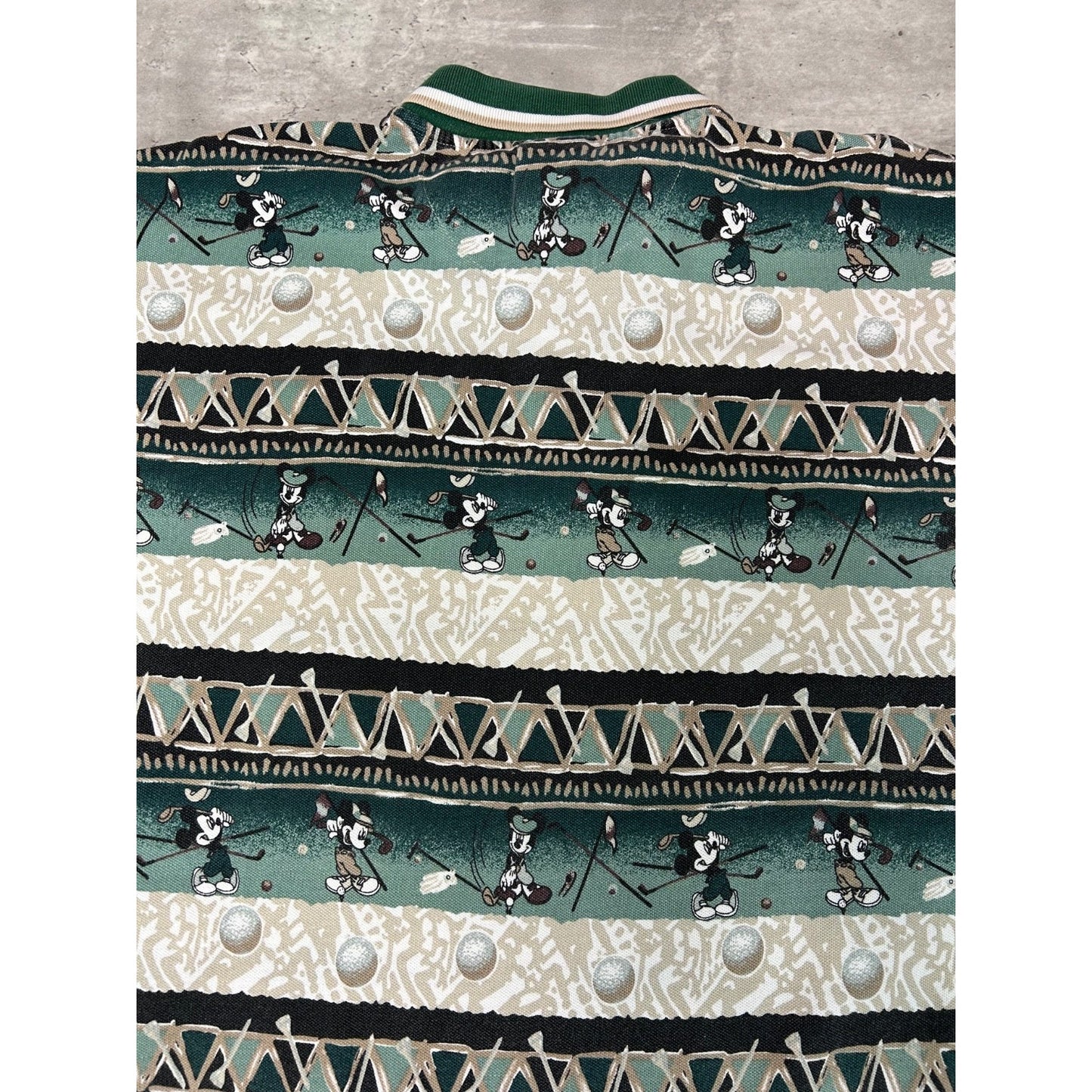 Vintage 90s Disney Mickey Mouse Golf All Over Print Polo Button Up Shirt Size XL