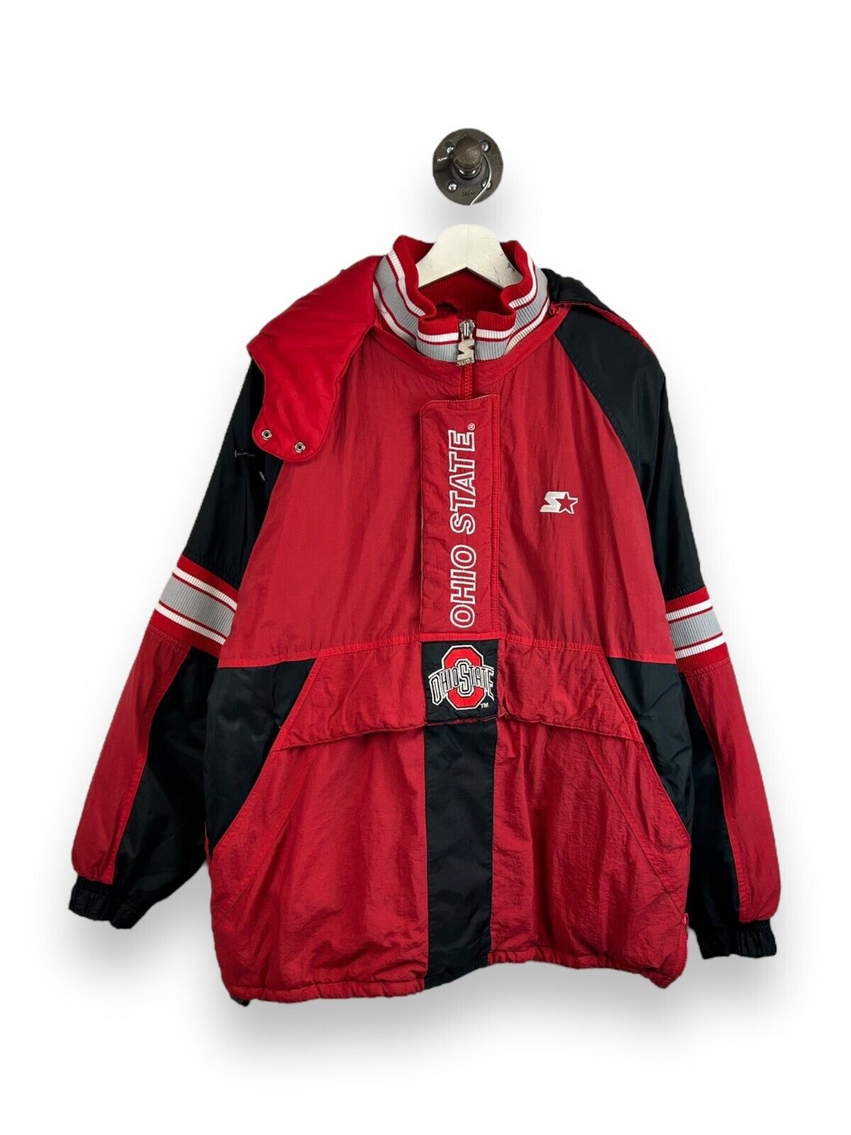 Vintage 90s Ohio State Buckeyes NCAA Insulated 1/2 Zip Starter Jacket Sz Medium